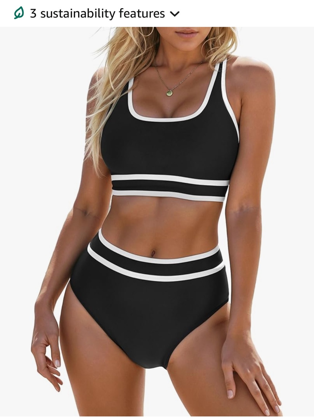 Black & White Sporty High-Waist Bikini Set - Women